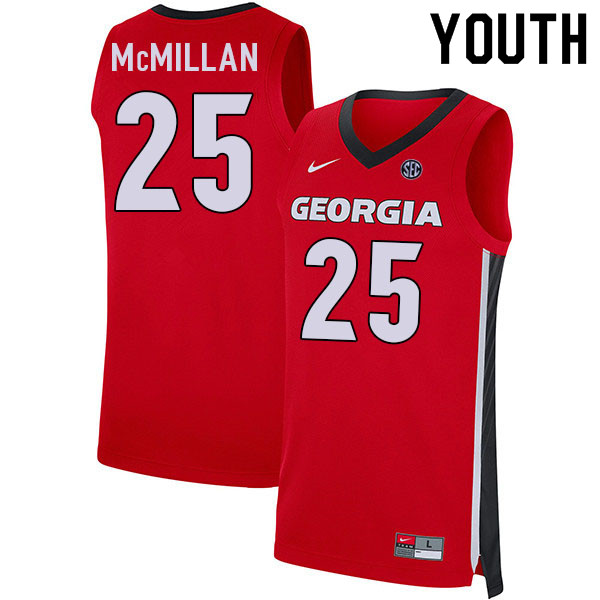 Youth #25 Tyron McMillan Georgia Bulldogs College Basketball Jerseys Sale-Red